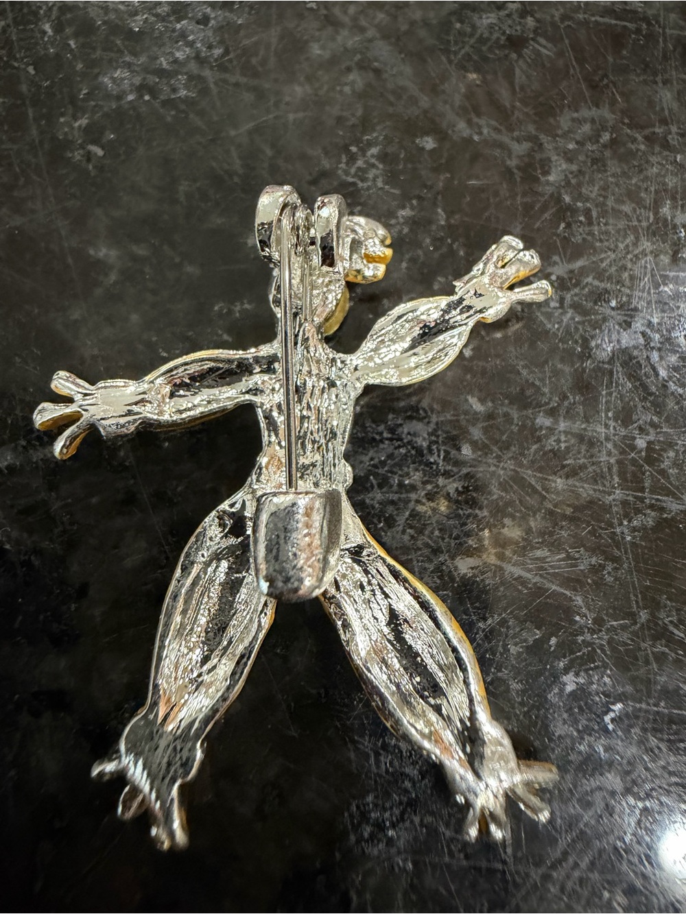 Gold and Silver Harlequin Clown Brooch - Picture 3 of 4